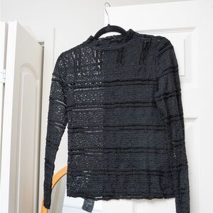 Black lace mock neck top L